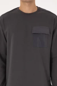 US Polo Assn. Men comfort Fit Crew Neck Pocket Detailed Gray Sweatshirt - Image 6