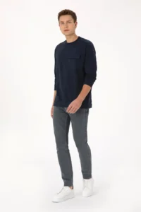 US Polo Assn. Men comfort Fit Crew Neck Pocket Detailed Navy Blue Sweatshirt - Image 4