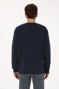 US Polo Assn. Men comfort Fit Crew Neck Pocket Detailed Navy Blue Sweatshirt - Image 5
