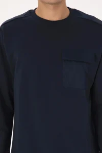 US Polo Assn. Men comfort Fit Crew Neck Pocket Detailed Navy Blue Sweatshirt - Image 6