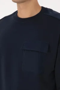 US Polo Assn. Men comfort Fit Crew Neck Pocket Detailed Navy Blue Sweatshirt - Image 7
