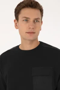 US Polo Assn. Men comfort Fit Crew Neck Pocket Detailed Black Sweatshirt - Image 2