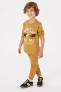 US Polo Assn. Boys' Mustard Fleece Crew Neck Sweatshirt