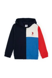 US Polo Assn. Boys' Navy Blue Zippered Hooded Sweatshirt - Image 3