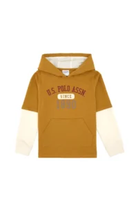 US Polo Assn. Boys' Mustard Hooded Thin Sweatshirt - Image 2