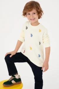 US Polo Assn. Boys' Cream Crew Neck Sweatshirt