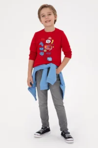 US Polo Assn. Boys' Red Crew Neck Sweatshirt - Image 2