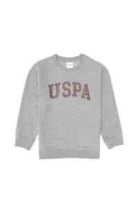 US Polo Assn. Boys' Gray Melanj Crew Neck Thin Sweatshirt
