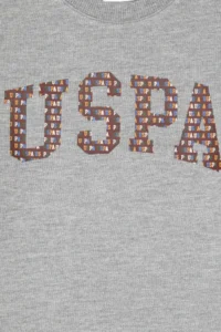 US Polo Assn. Boys' Gray Melanj Crew Neck Thin Sweatshirt - Image 3
