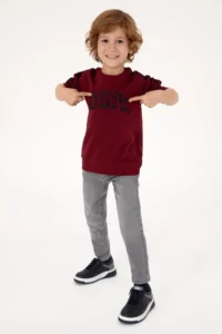 US Polo Assn. Boys' Burgundy Crew Neck Sweatshirt - Image 2