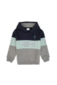 US Polo Assn. Boys' Gray Melanj Hooded Sweatshirt - Image 2