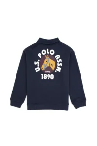 US Polo Assn. Boys' Light Navy Polo Shirt Collar Sweatshirt - Image 2