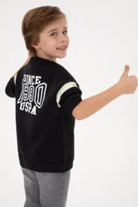 US Polo Assn. Boys' Black Fleece Crew Neck Sweatshirt - Image 2