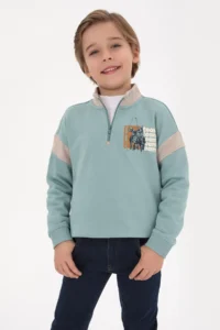 US Polo Assn. Boys' Mint Half Zippered Sweatshirt