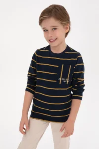 US Polo Assn. Boys' Light Navy Crew Neck single jersey Sweatshirt