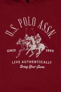 US Polo Assn. Boys' Burgundy Hooded Sweatshirt - Image 3