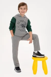 US Polo Assn. Boys' Gray Melanj Hooded Sweatshirt - Image 2
