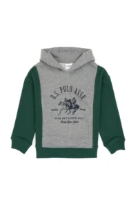 US Polo Assn. Boys' Gray Melanj Hooded Sweatshirt - Image 3