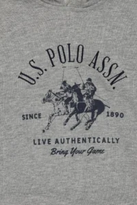 US Polo Assn. Boys' Gray Melanj Hooded Sweatshirt - Image 5