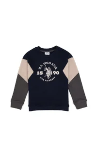US Polo Assn. Boys' Light Navy Crew Neck Sweatshirt