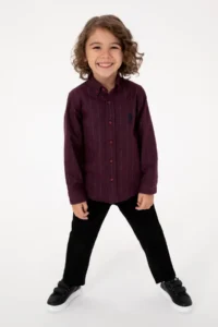US Polo Assn. Boys' Burgundy Long Sleeve Shirt - Image 3