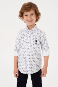 US Polo Assn. Boys' White Long Sleeve Shirt