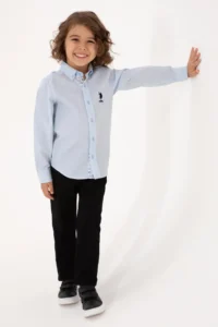US Polo Assn. Boys' Light Blue Long Sleeve Shirt - Image 2