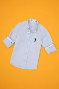 US Polo Assn. Boys' Light Blue Long Sleeve Shirt - Image 3