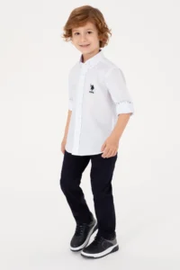 US Polo Assn. Boys' White Long Sleeve Shirt