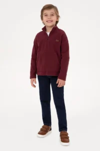 US Polo Assn. Boys' Burgundy Half Zippered Fleece Sweatshirt