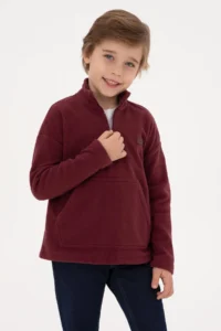 US Polo Assn. Boys' Burgundy Half Zippered Fleece Sweatshirt - Image 2