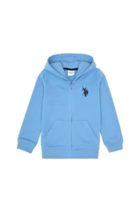 US Polo Assn. Boys' Light Blue Zippered Hooded Sweatshirt - Image 3