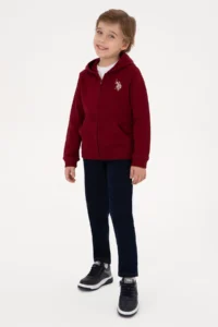 US Polo Assn. Boys' Burgundy Zippered Hooded Sweatshirt - Image 2