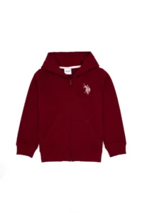 US Polo Assn. Boys' Burgundy Zippered Hooded Sweatshirt - Image 3