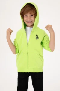 US Polo Assn. Boys' Green Zippered Hooded Sweatshirt