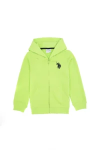 US Polo Assn. Boys' Green Zippered Hooded Sweatshirt - Image 3