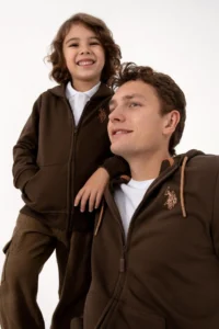 US Polo Assn. Boys' Brown Zippered Hooded Sweatshirt - Image 2