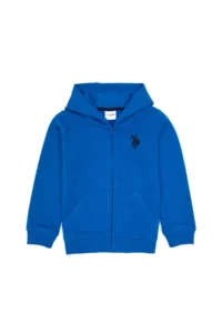 US Polo Assn. Boys' Saks Blue Zippered Hooded Sweatshirt