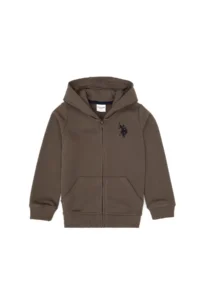 US Polo Assn. Boys' Mink Zippered Hooded Sweatshirt