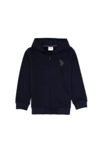 US Polo Assn. Boys' Light Navy Zippered Hooded Sweatshirt