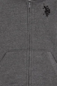 US Polo Assn. Boys' Anthracite Melanj Zippered Hooded Sweatshirt - Image 3