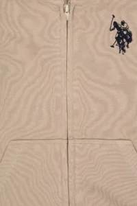 US Polo Assn. Boys' Dark Beige Zippered Hooded Sweatshirt - Image 6