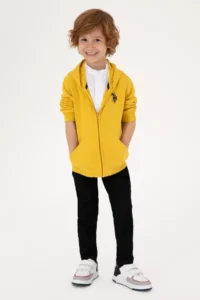 US Polo Assn. Boys' Yellow Zippered Hooded Sweatshirt - Image 2