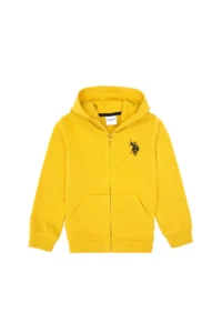 US Polo Assn. Boys' Yellow Zippered Hooded Sweatshirt - Image 3