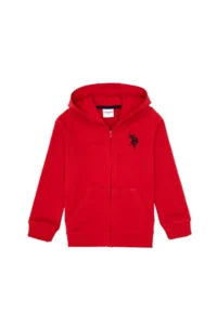 US Polo Assn. Boys' Red Zippered Hooded Sweatshirt