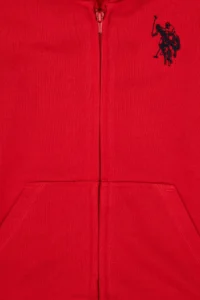 US Polo Assn. Boys' Red Zippered Hooded Sweatshirt - Image 3