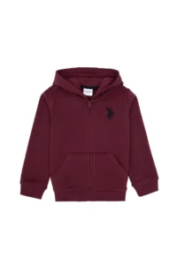 US Polo Assn. Boys' Burgundy Zippered Hooded Sweatshirt