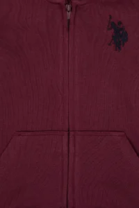 US Polo Assn. Boys' Burgundy Zippered Hooded Sweatshirt - Image 3