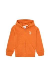 US Polo Assn. Boys' Copper Zippered Hooded Sweatshirt