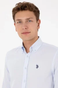 US Polo Assn. Men Light Blue Long Sleeve Basic Shirt - Image 4